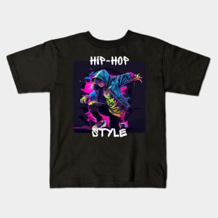 Woman In Graffiti Look Dancing Hip Hop In Disco Kids T-Shirt